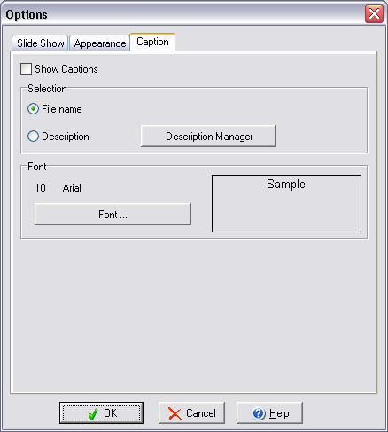 Simple Photo Option Able Photo Slide Show - Online Help - Setting Options